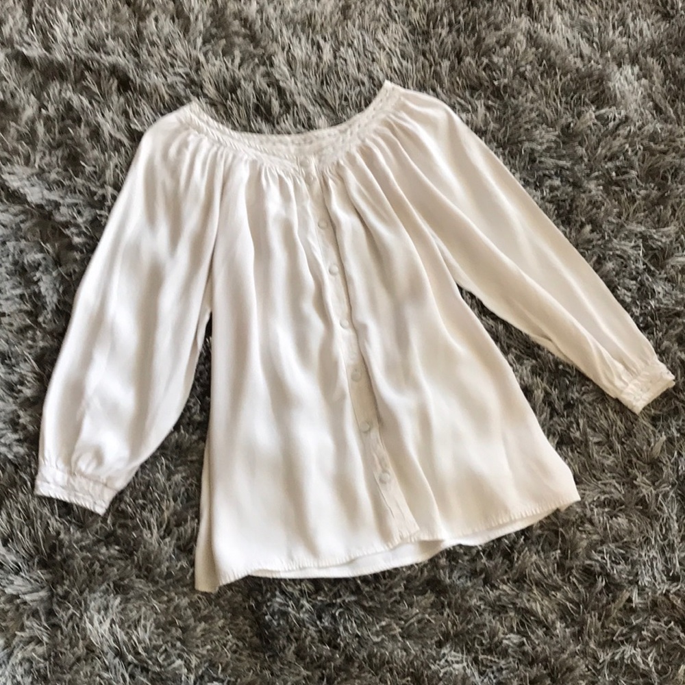 Flowy Ivory Botton-Down Blouse